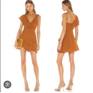 NWT NBD Asymmetrical Copper Stripped Dress